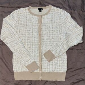 Ann Taylor Factory Cream Textured Cardigan